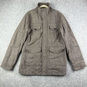BKE Buckle Rover Coat Mens S Brown Herringbone Wool Blend Athletic Fit Jacket*